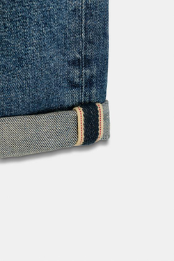 ZARA ДЖИНСЫ Z.07 RELAXED FIT С ВЫСОКОЙ ПОСАДКОЙ И ОТВОРОТАМИ, СИНИЙ