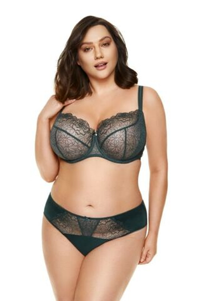 Бюстгальтер Pamela с мягкими сетчатыми чашками с вышивкой (Размер: 65E) (Цвет: изумрудный)