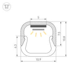 Профиль LINE-D-1111-2000 SQUARE ANOD (Arlight, Алюминий) 061084