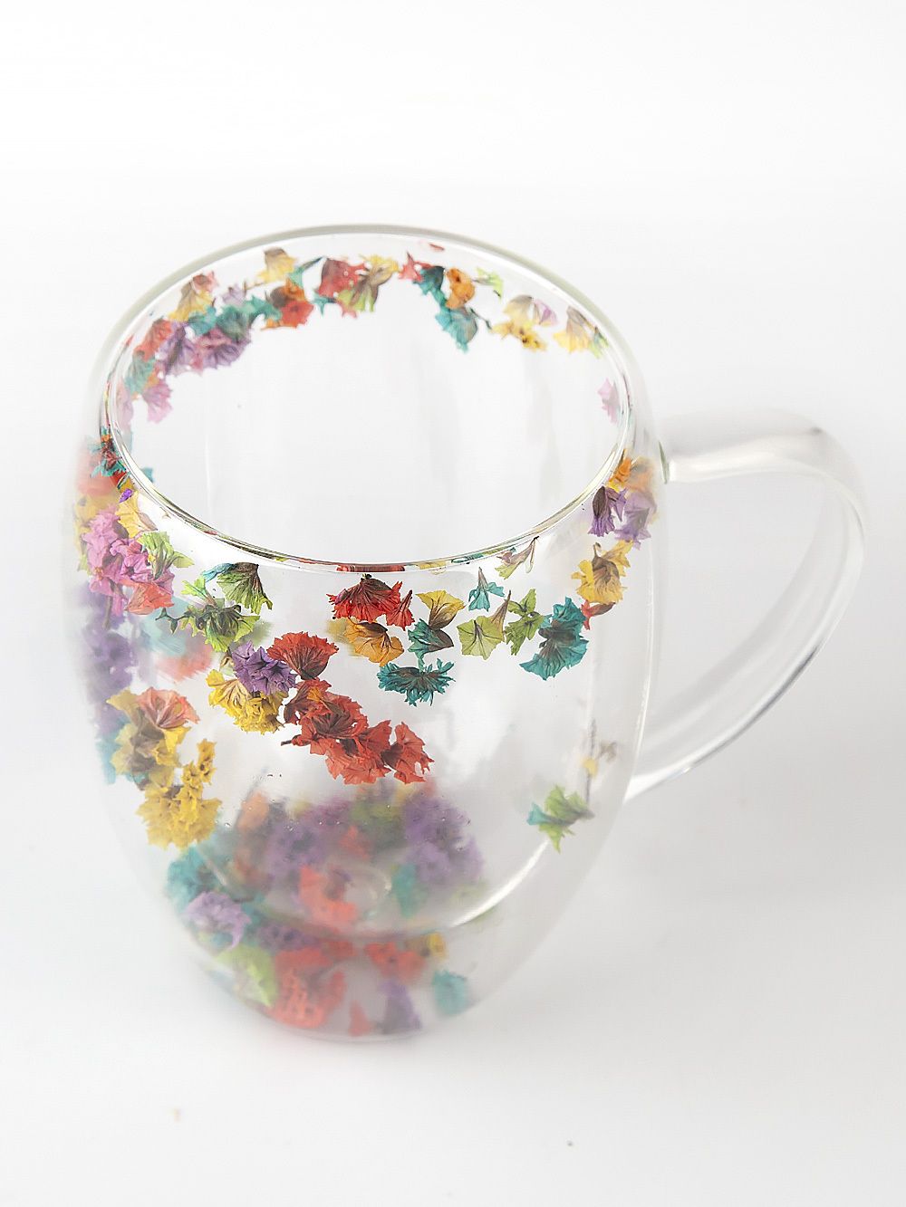 Кружка с двойными стенками и декором внутри v=350мл (боросиликатное стекло) (подарочная упаковка)