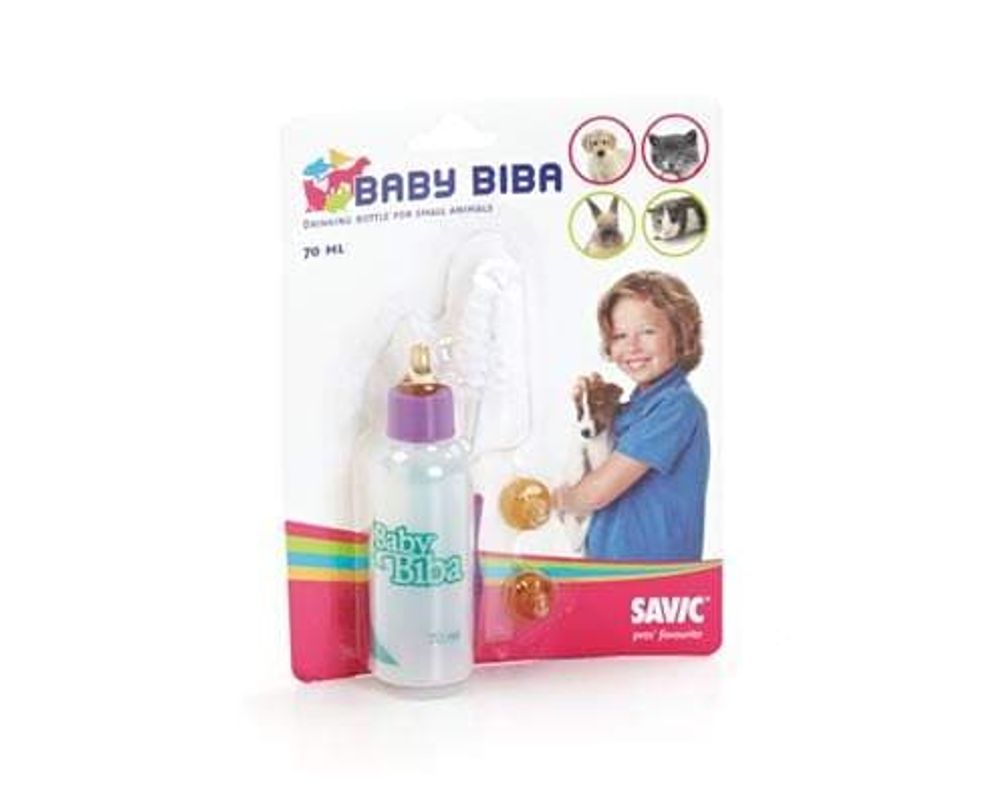 Бутылочка BABY BIBA с 3-мя сосками и ершиком 70мл