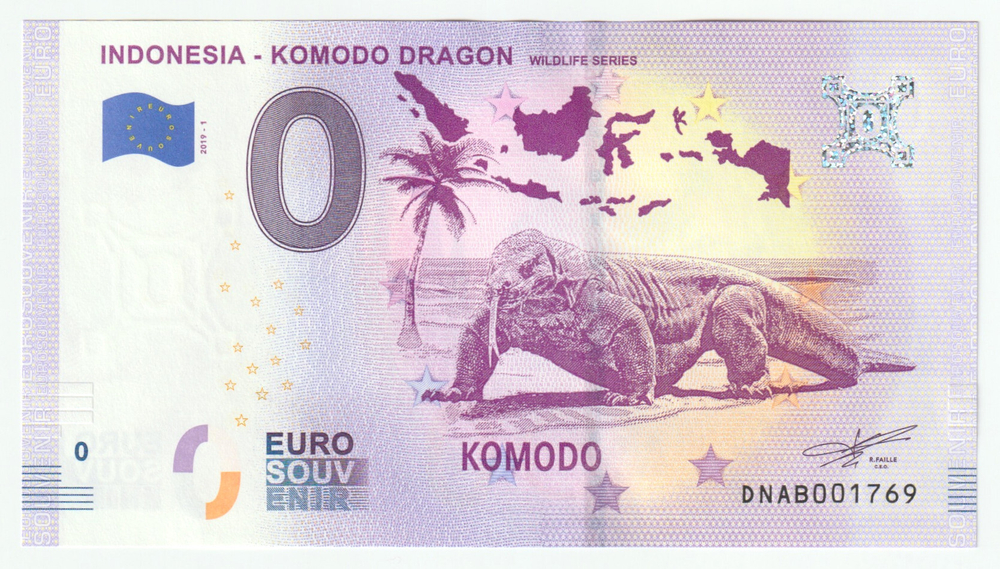 Indonesia, 0 Euro - Komodo Dragon, 2019, UNC