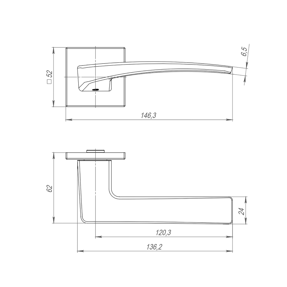 Ручка раздельная K.ARC.Q52.LOTUS BL-24 черный