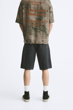 ZARA ДЖИНСОВЫЕ ШОРТЫ BAGGY-FIT, ЧЕРНЫЙ
