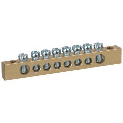 Шина ЭРА NO-122-21 PEN земля-ноль 8х12мм 8/2 латунная крепеж по краям