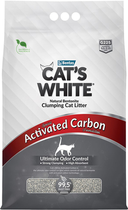 Наполнитель для туалета Cat's White 10л Activated Carbon комкующийся с активированным углем