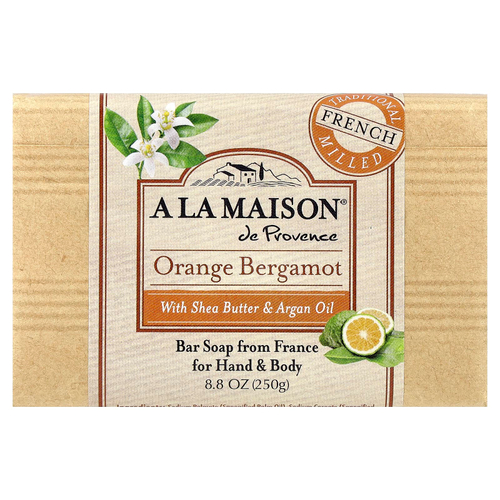 A La Maison de Provence, кусковое мыло для рук и тела, с ароматом апельсина и бергамота, 250 г (8,8 унции)