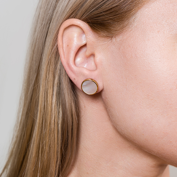 Серьги-пусеты Fiore Luna SHELL WHITE AE01734-3 BW/G