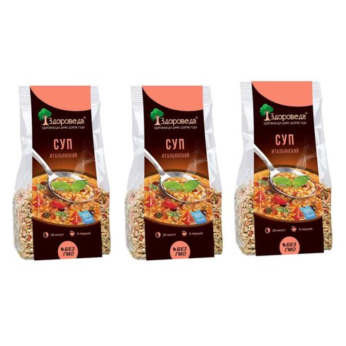 Здороведа Суп с красной чечевицей и макаронами 250 г 3 шт