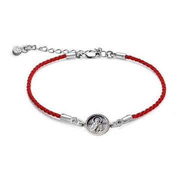 Красный браслет c образом Матроны Московской и Хризмой