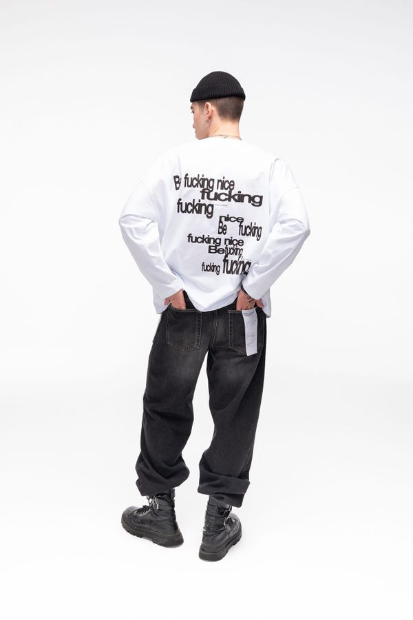 Лонгслив Be Fucking Nice белый - фото 5
