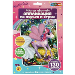 Аппликация из перьев и страз "Единорог" 17*23см. FEATHGEM-UNIC1 (Мультиарт)