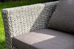 "Капучино" диван из искусственного ротанга (гиацинт) трехместный с подушками, цвет серый