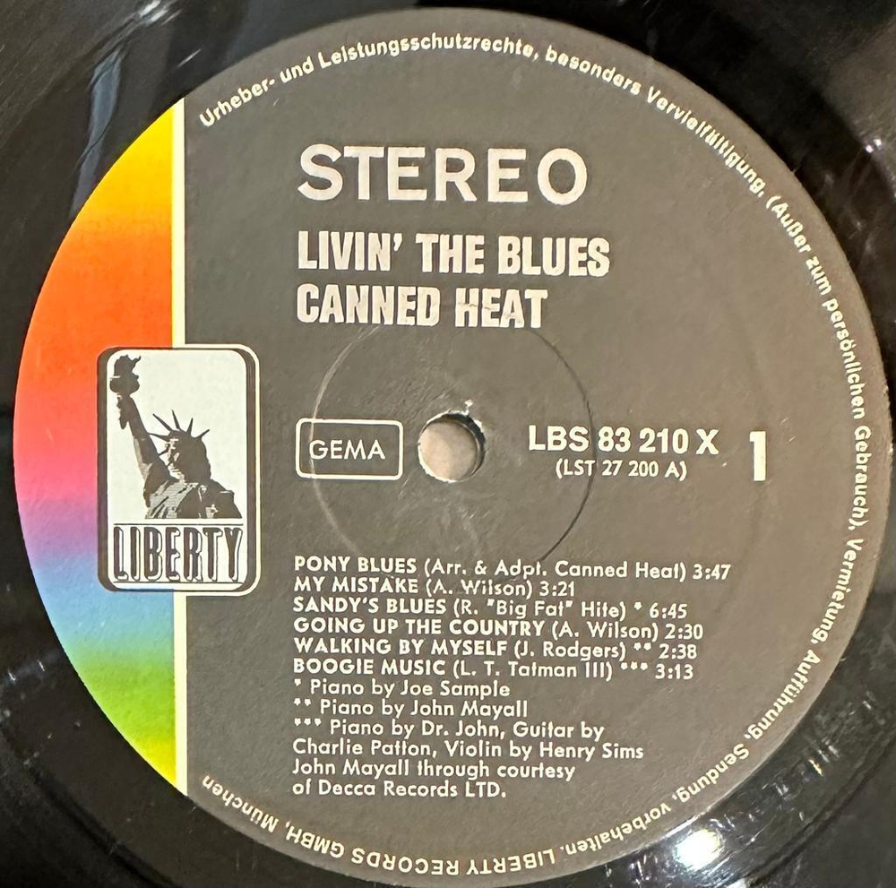 Canned Heat- Living The Blues (Германия 1969г.) 2LP