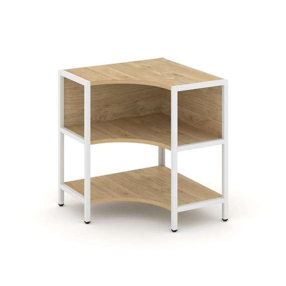 Shelf System Односекционный угловой стеллаж двухярусный SN.STMU-211 Тиквуд Светлый/Металл Белый 810*