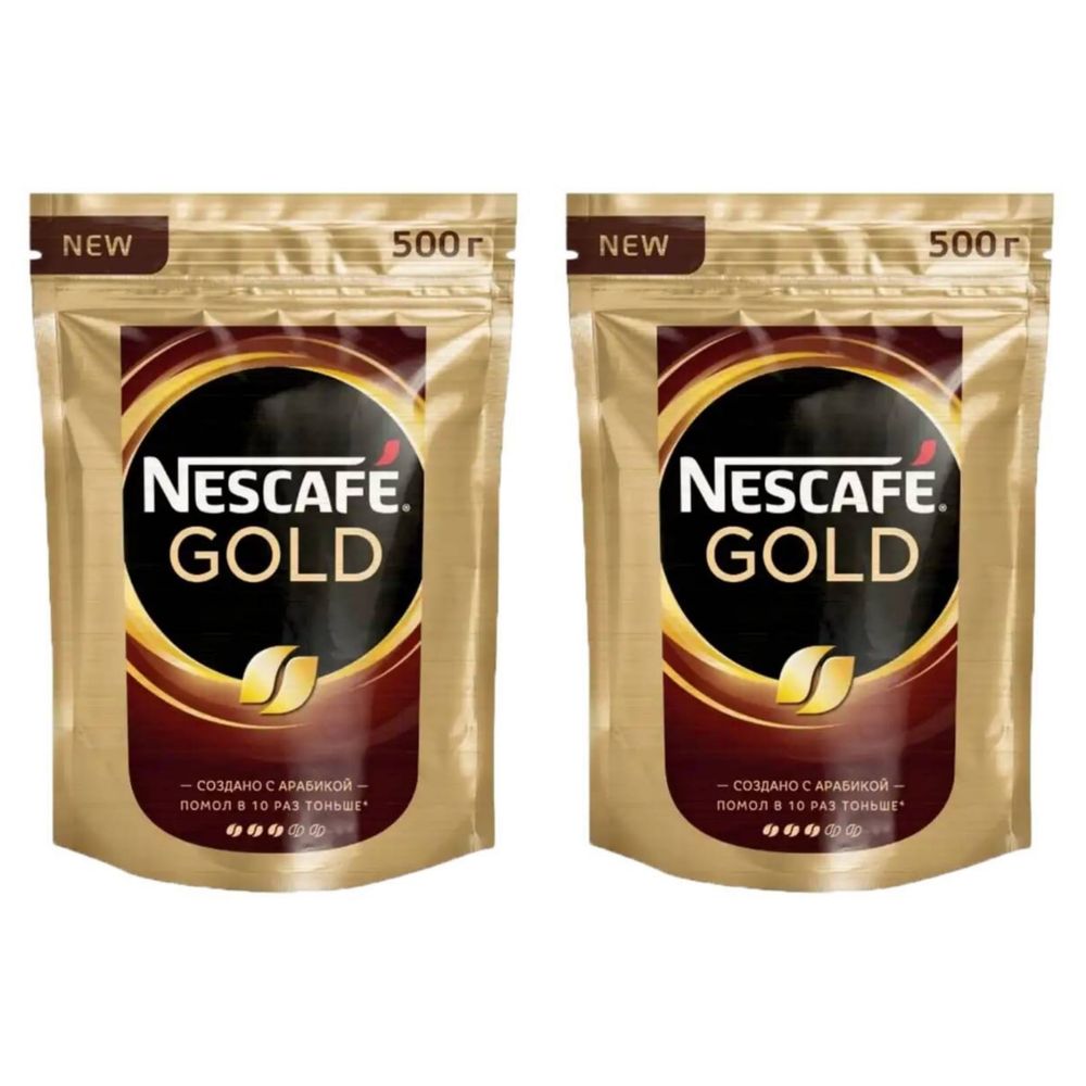 Кофе растворимый Nescafe Gold, пакет 500 г, 2 шт