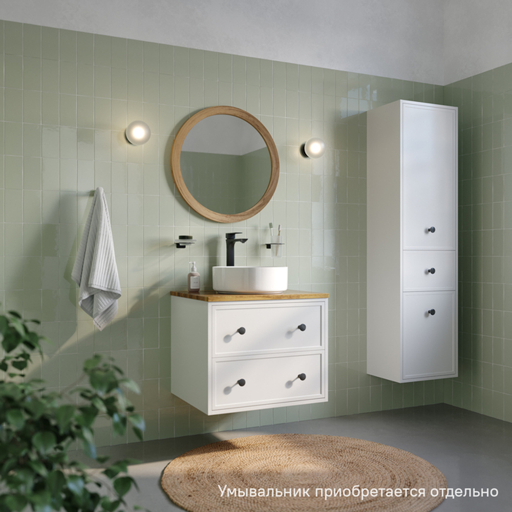 Тумба подвесная IDDIS Torr, со столешницей, 60 см, белый матовый, TOR60WBi95K