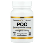 California Gold Nutrition, пирролохинолинхинон, 20 мг, 60 растительных капсул
