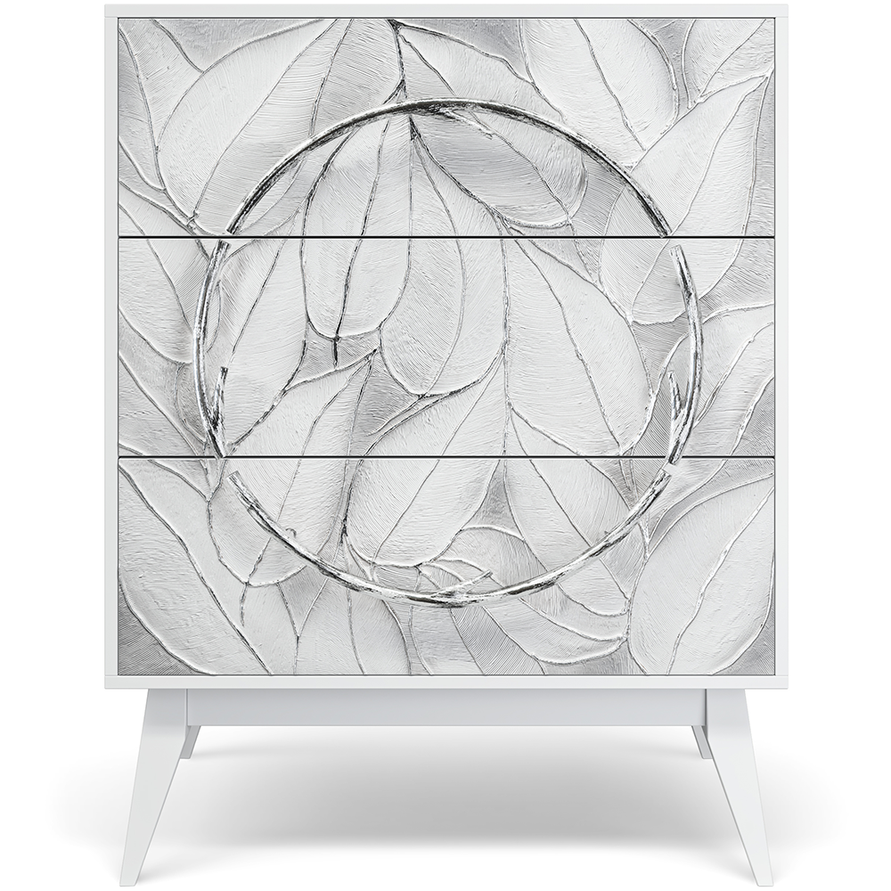 Комод Арт Сканди с 3 ящиками Айс Античное серебро