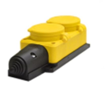 Колодка однофазная с заглушками "UNIVersal" каучук с/з 2-х местная "КОМПАКТ" желтый 1/40