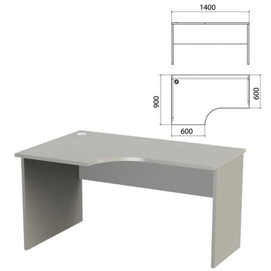 Стол письменный эргономичный "Этюд", 1400х900х750, левый, серый (КОМПЛЕКТ)