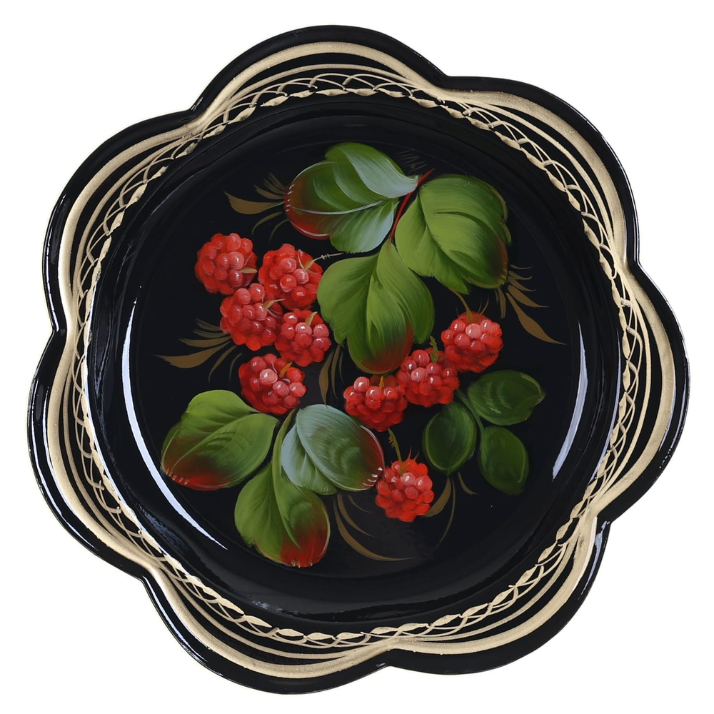 Жостовский поднос декоративный, размер 18 см (A1), металлический