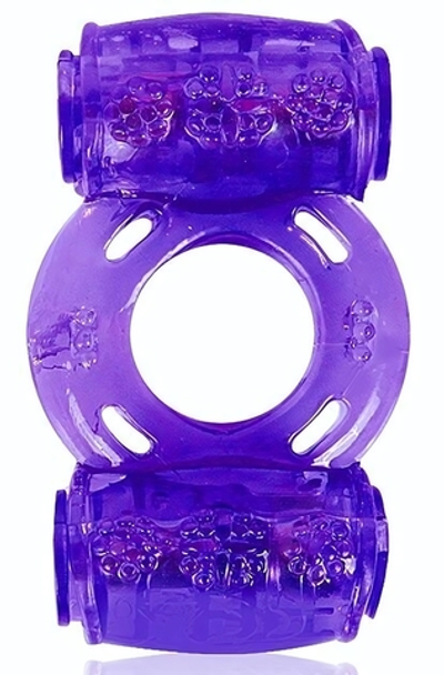 Фиолетовое эрекционное кольцо в двумя вибропулями (Цвет: фиолетовый)