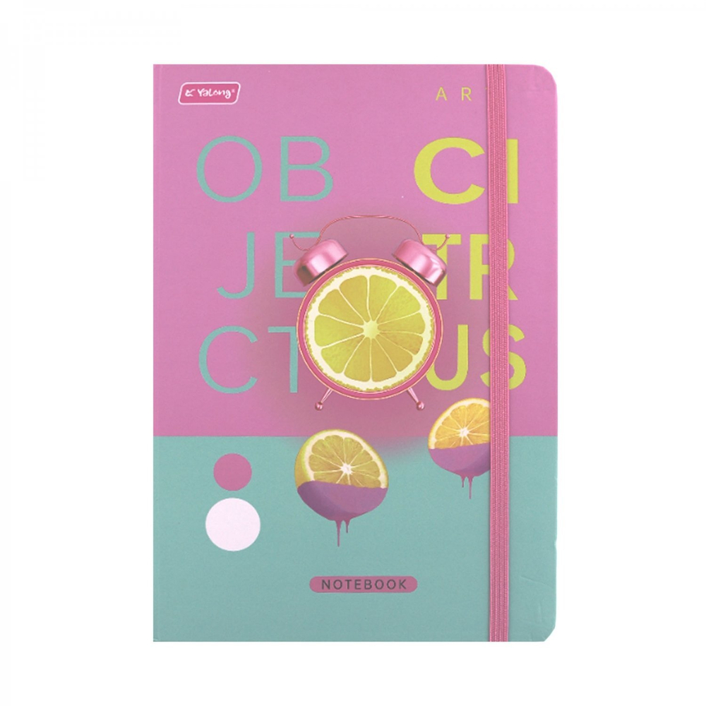 Записная книжка, А5, Yalong, 7БЦ, матовая ламинация, на резинке, ляссе, клетка, 80 л., "Яркие объекты"