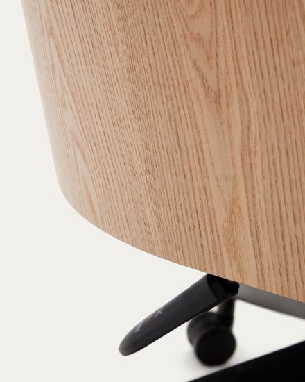 Madai Офисный стул из бежевой синели и ясеневого шпона с натуральной отделкой