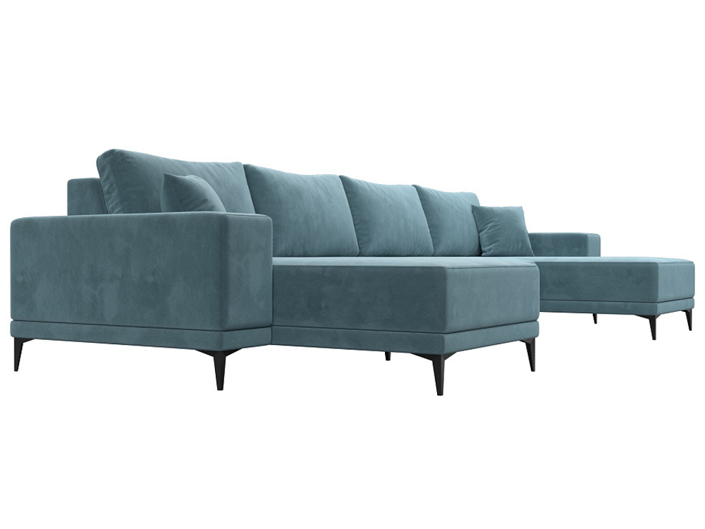 Диван П-образный Льюес, Бирюзовый, Велюр, 122410