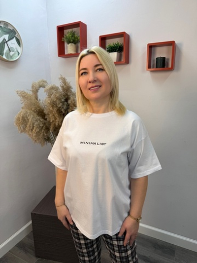 Футболка женская "Ф-51 оверсайз" белый (Отекс)