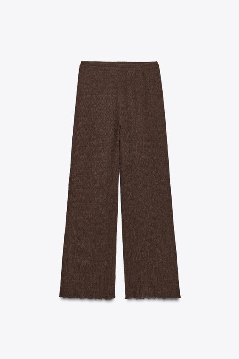 ZARA ПРЯМЫЕ БРЮКИ ИЗ ТКАНИ С ТЕКСТУРОЙ, ТЕМНО-КОРИЧНЕВЫЙ