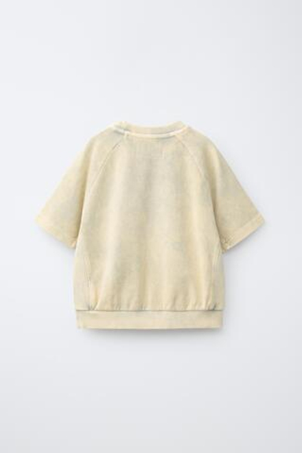ZARA ФУТБОЛКА GARMENT DYE, ЭКРЮ
