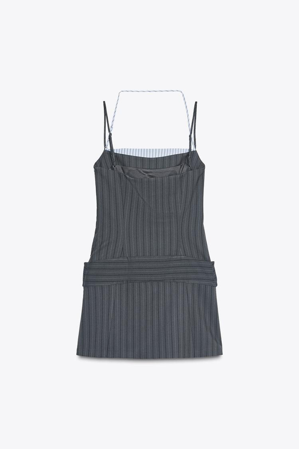 ZARA КОМБИНИРОВАННОЕ ПЛАТЬЕ В ПОЛОСКУ, СЕРО-СИНИЙ