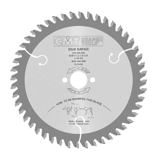 Диск пильный 160x2.2/1.6x20 Z48 MTCG CMT 223.048.06H
