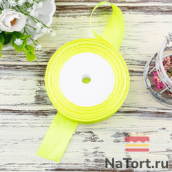 Лента атласная 25 мм (23 метра, цвет №58 Желтый Неоновый)