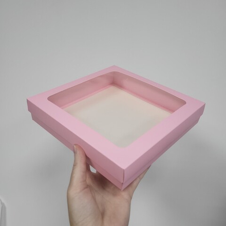 Коробка 20*20*4 см для клубники в шоколаде (РОЗОВАЯ Матовая)