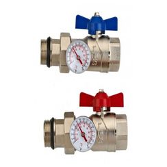 Комплект шаровых кранов Wester 1  с накидной гайкой и термометрами v2 (2)