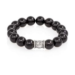 Браслет Денежный импульс из природного мориона с руной Феху из мельхиора