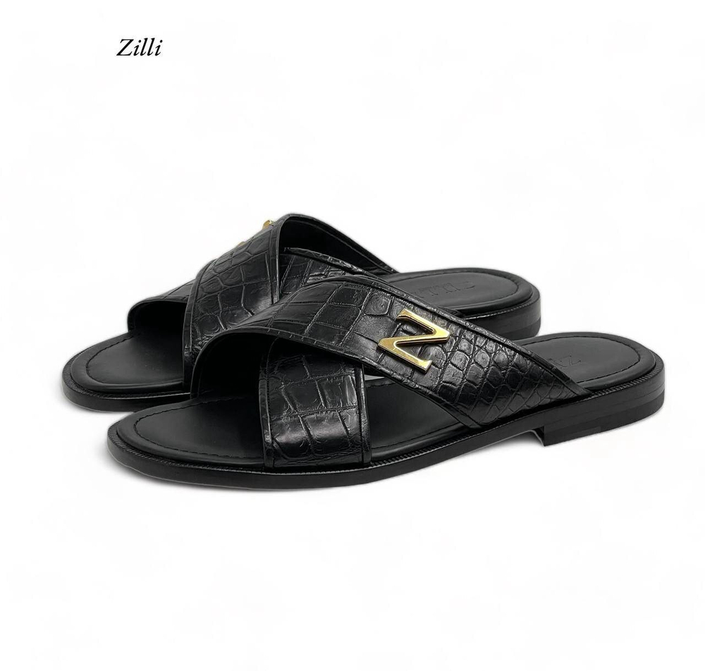 Шлепанцы Zilli из кожи крокодила, арт. 695378
