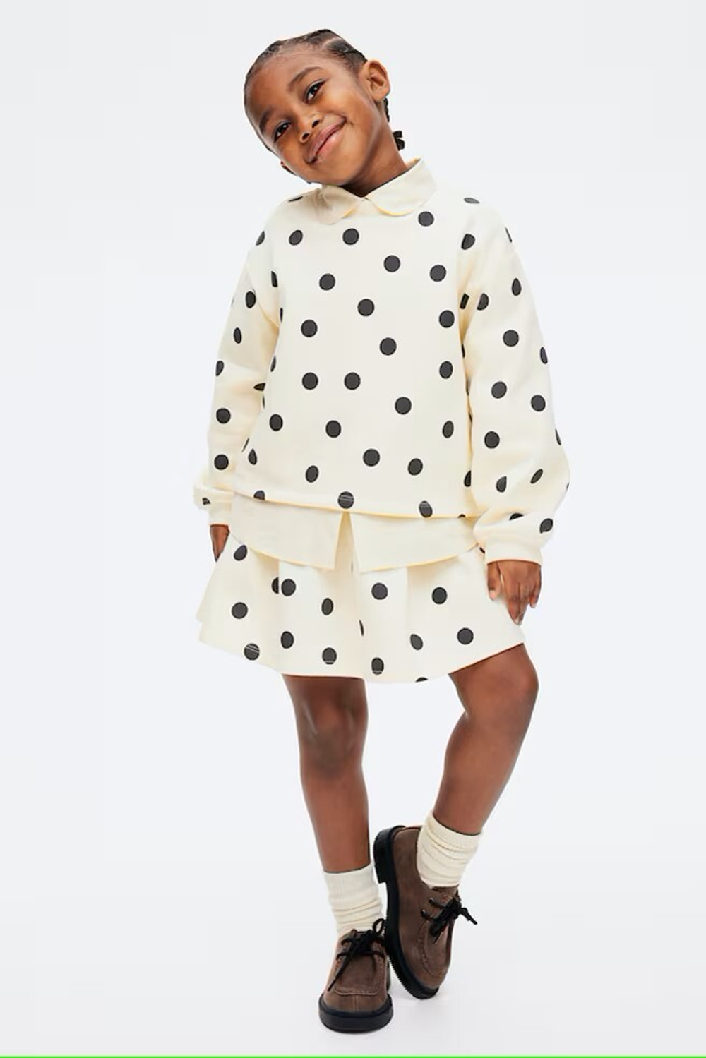 H&M Комплект из юбки и толстовки с принтом, светло-желтый