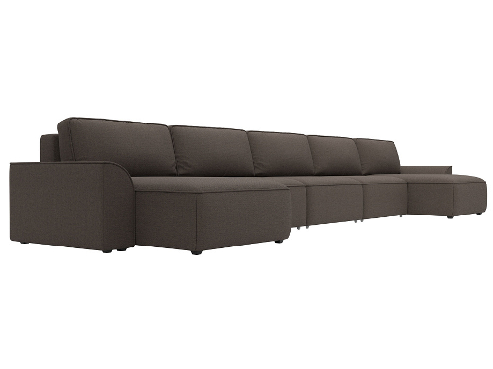 Диван П-образный Лига-048 НПБ МегаЛонг, Амур 05 коричневый, Рогожка, 128315