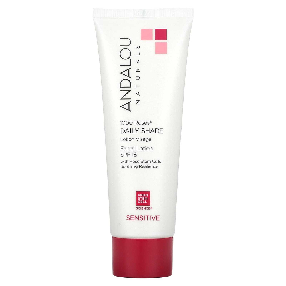 Andalou Naturals, 1000 Roses, лосьон для лица, дневной тон, SPF 18, для чувствительной кожи, 80 мл (2,7 жидк. унции)