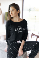 Хлопковая пижама Love Please (Размер: L) (Цвет: черный)