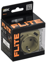 FLITE Розетка 1-местная с заземлением с защитными шторками 16А с USB A+C 20Вт безвинтовое крепление РСЮшс11-1-ФлО оливковый IEK