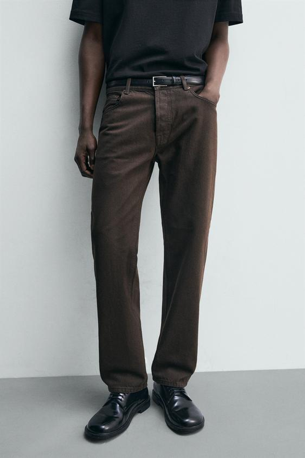 ZARA ДЖИНСЫ REGULAR FIT, КОРИЧНЕВЫЙ