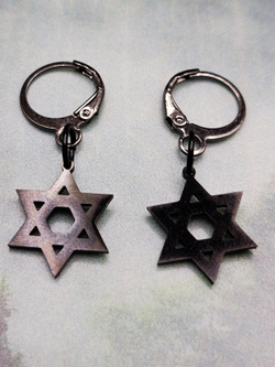 Серьги кольца Звезда Давида. Черные