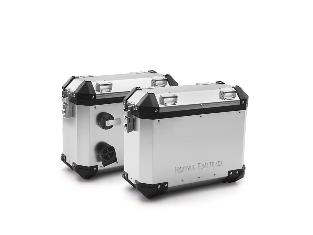 Кофры боковые Royal Enfield, тип - "Adventure", серебристого цвета, арт. 1990274