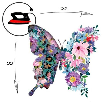Термотрансфер "Бабочка сиреневая", наклейка на одежду, 22х22
