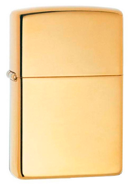 Зажигалка Zippo с покрытием High Polish Brass, латунь/сталь, золотистая, глянцевая, 36x12x56 мм